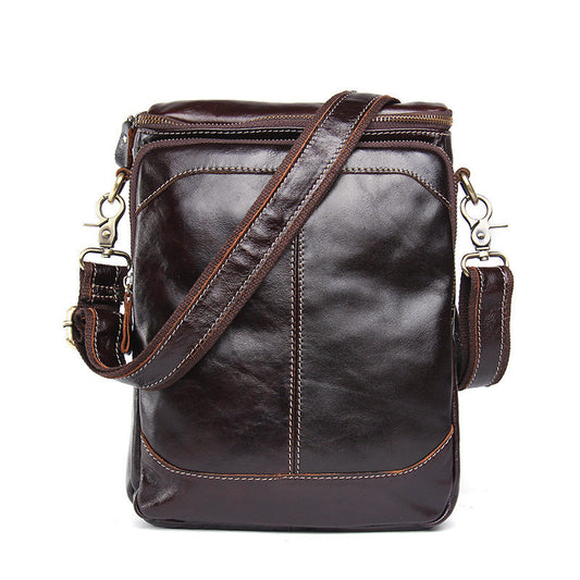 Men's leather shoulder messenger bag